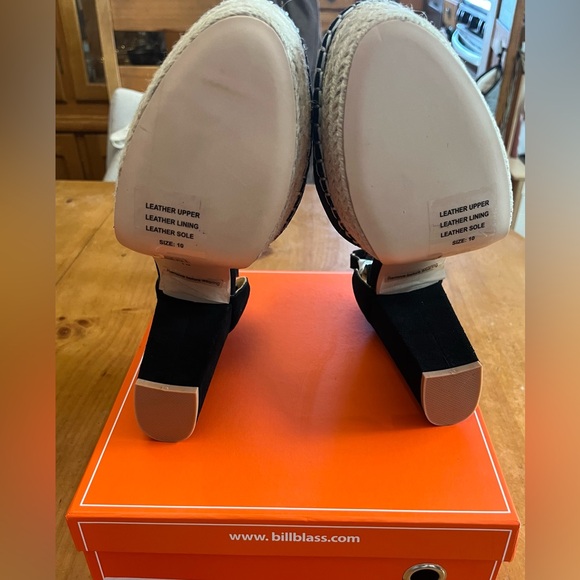 Bill Blass Anthropologie Emma Embellished Sz10 Black Platform Heels Ankle Strap - Picture 4 of 7